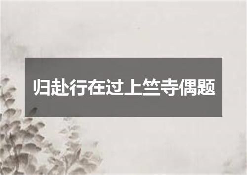 归赴行在过上竺寺偶题