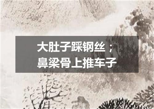 大肚子踩钢丝；鼻梁骨上推车子