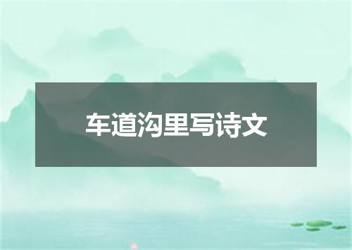 车道沟里写诗文