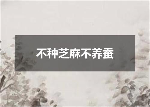 不种芝麻不养蚕