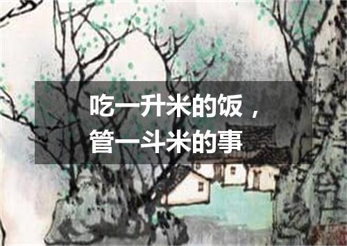 吃一升米的饭，管一斗米的事
