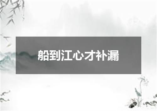 船到江心才补漏
