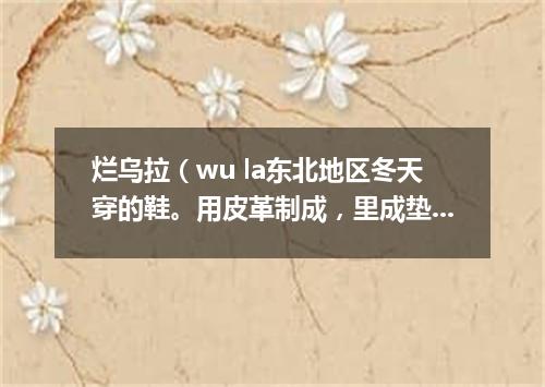 烂乌拉（wu la东北地区冬天穿的鞋。用皮革制成，里成垫乌拉草）套没底袜