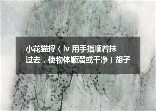 小花猫捋（lv 用手指顺着抹过去，使物体顺溜或干净）胡子