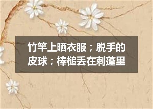 竹竿上晒衣服；脱手的皮球；棒槌丢在刺蓬里