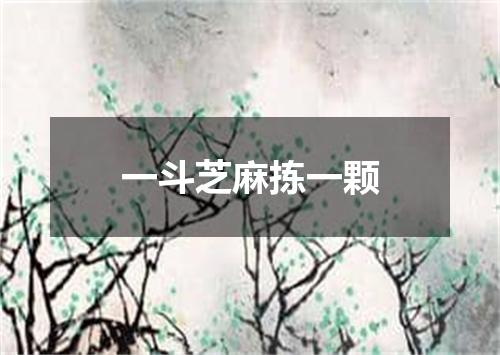 一斗芝麻拣一颗