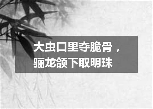 大虫口里夺脆骨，骊龙颌下取明珠
