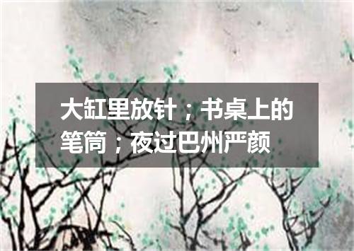 大缸里放针；书桌上的笔筒；夜过巴州严颜